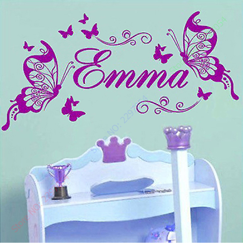 Baby Nursery Stickers - New Butterflies Personalized Name Vinyl Butterfly