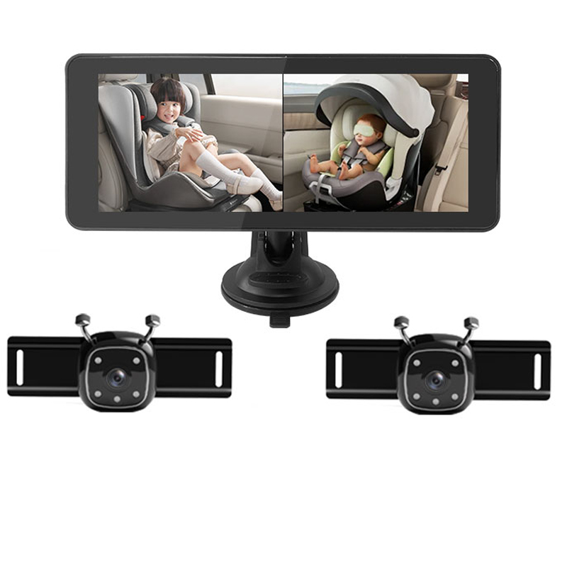 Baby Monitor Split Screen - HD 2CH Baby Car Camera, 6.86