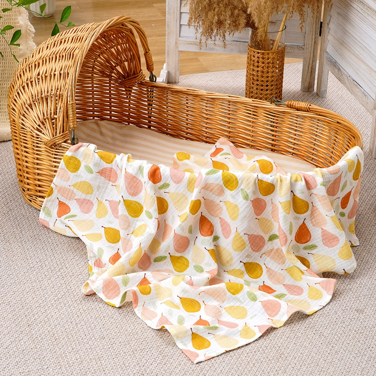 Baby Nursery Accessories - 100%Cotton Crepe Blanket Newborn Muslin Swaddle