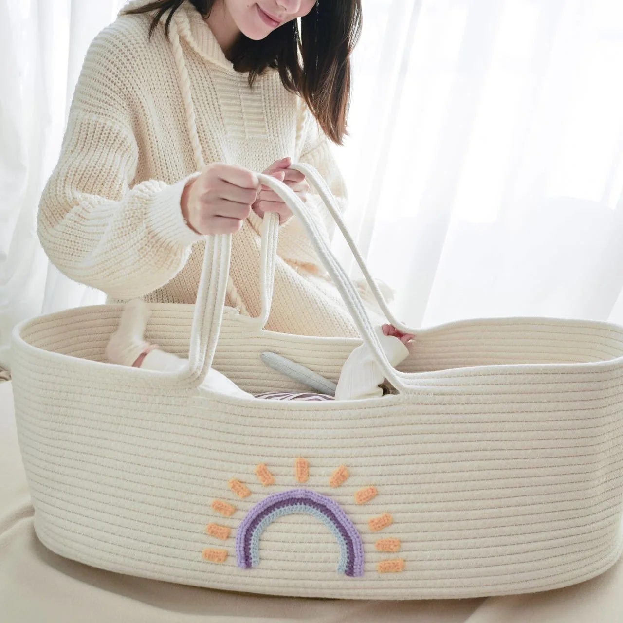 Baby Nursery Storage - Portable Baby Carrying Basket Cradle for