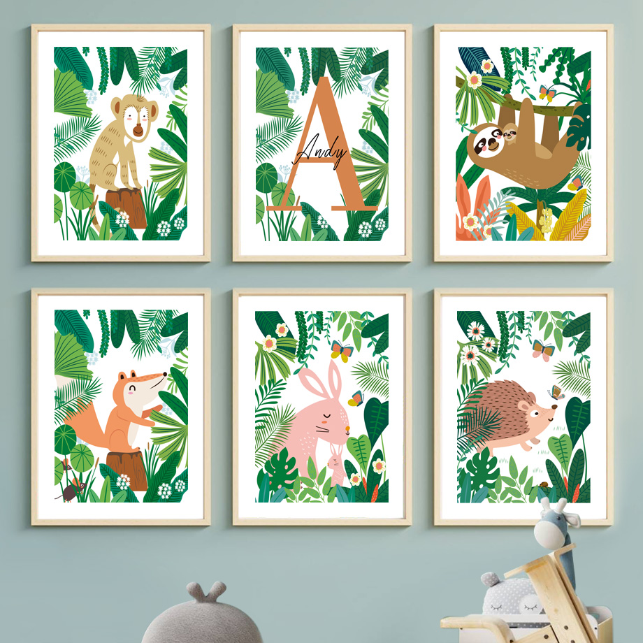 Baby Nursery Gender Neutral - Jungle Safari Nursery Wall Art Canvas