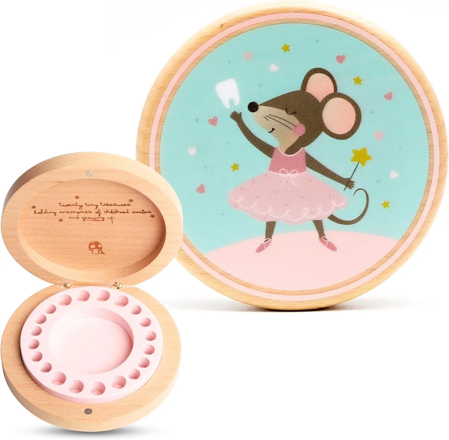 Baby Keepsake Box - Wooden Beech Tooth Keeper Box –