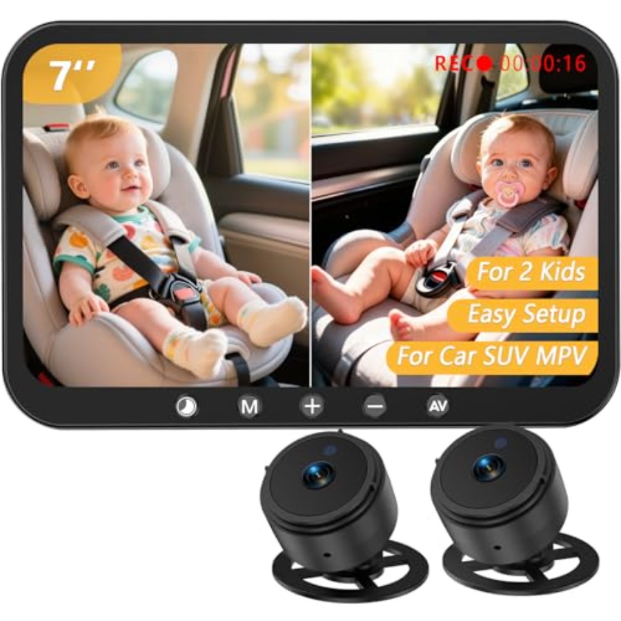 Baby Monitor Split Screen - Dual Baby Car Camera for 2