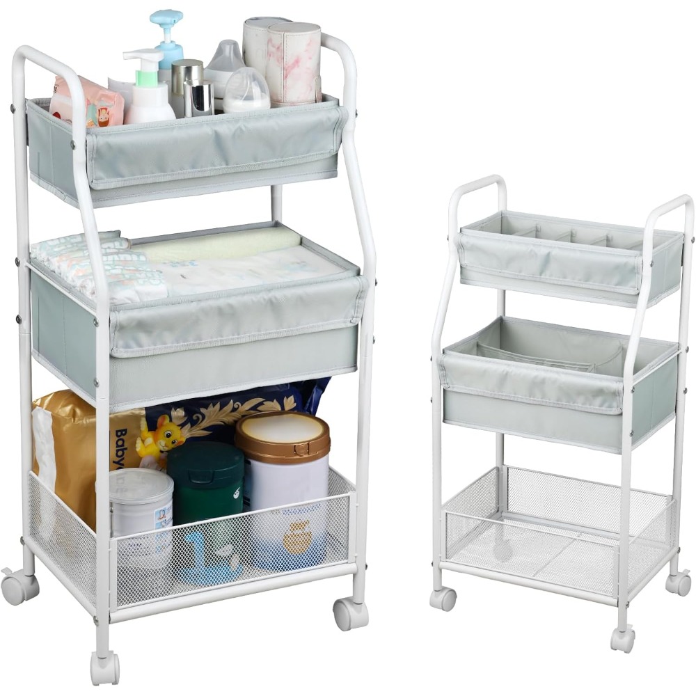 Baby Nursery Utility Cart - Rolling Utility Cart with Wheels -