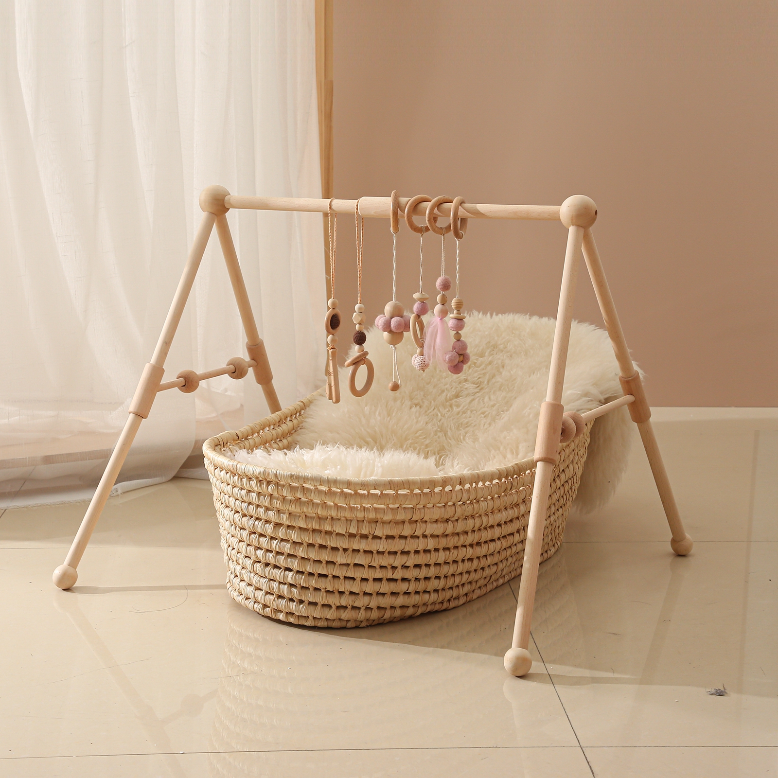 Baby Nursery Artwork - Baby Wooden Toys Play Gym Ordic