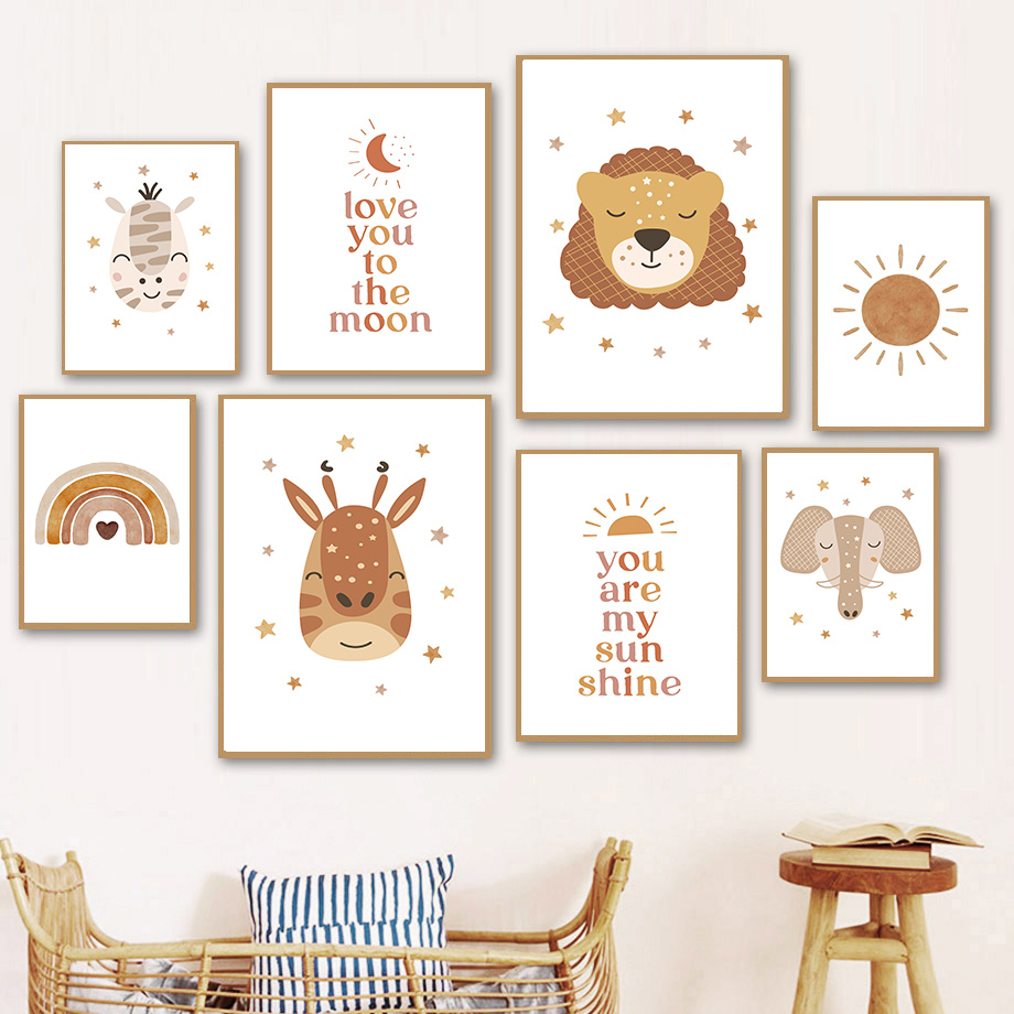 Baby Nursery Gender Neutral - Boho Nursery Wall Art Neutral Safari
