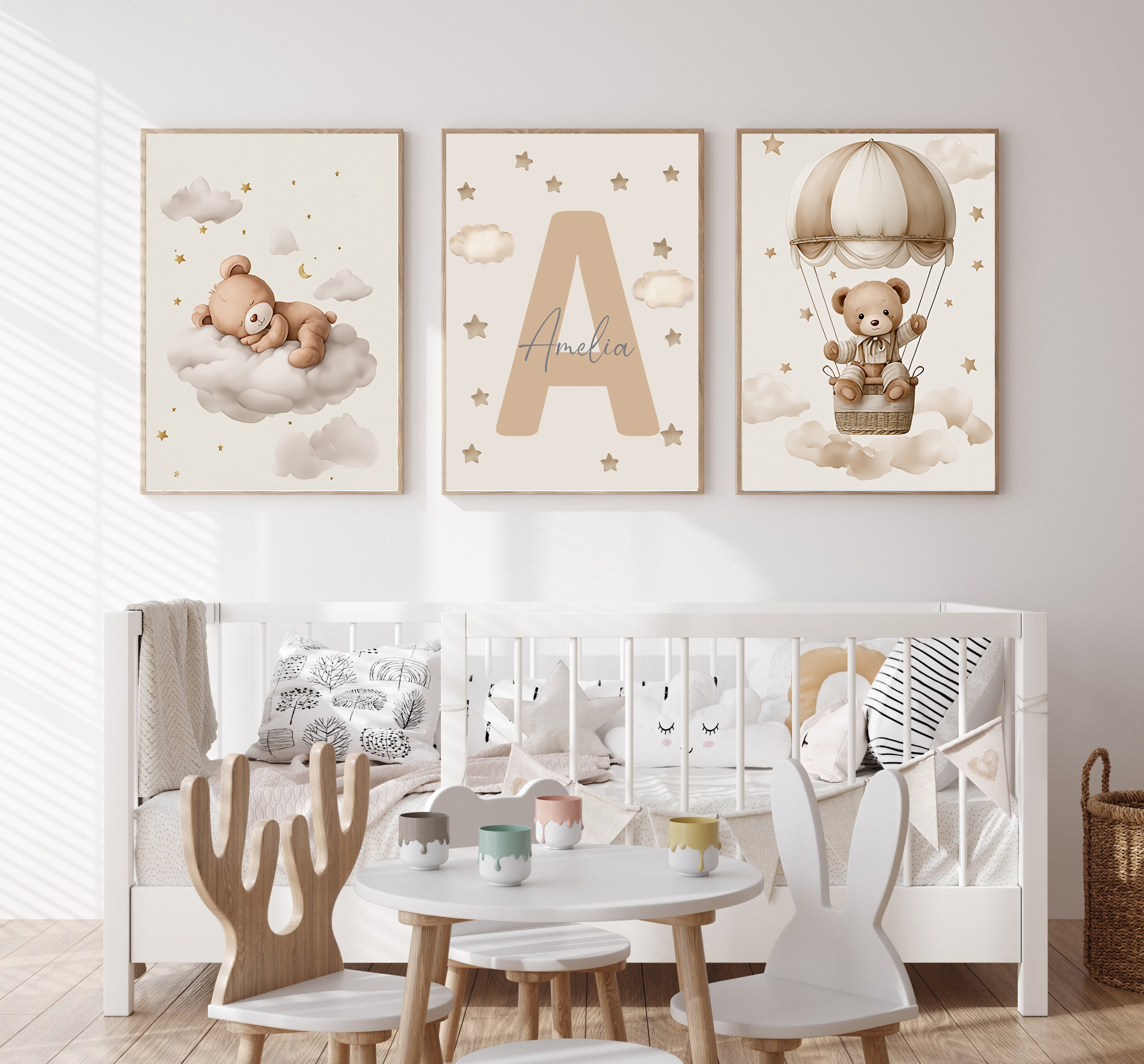 Baby Nursery Artwork - 3pcs/set Bohemian Teddy Bear Animal Custom