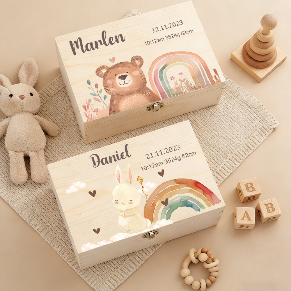 Personalized Baby Wooden Memor - Baby Keepsake Box บทวิจารณ์และราคา