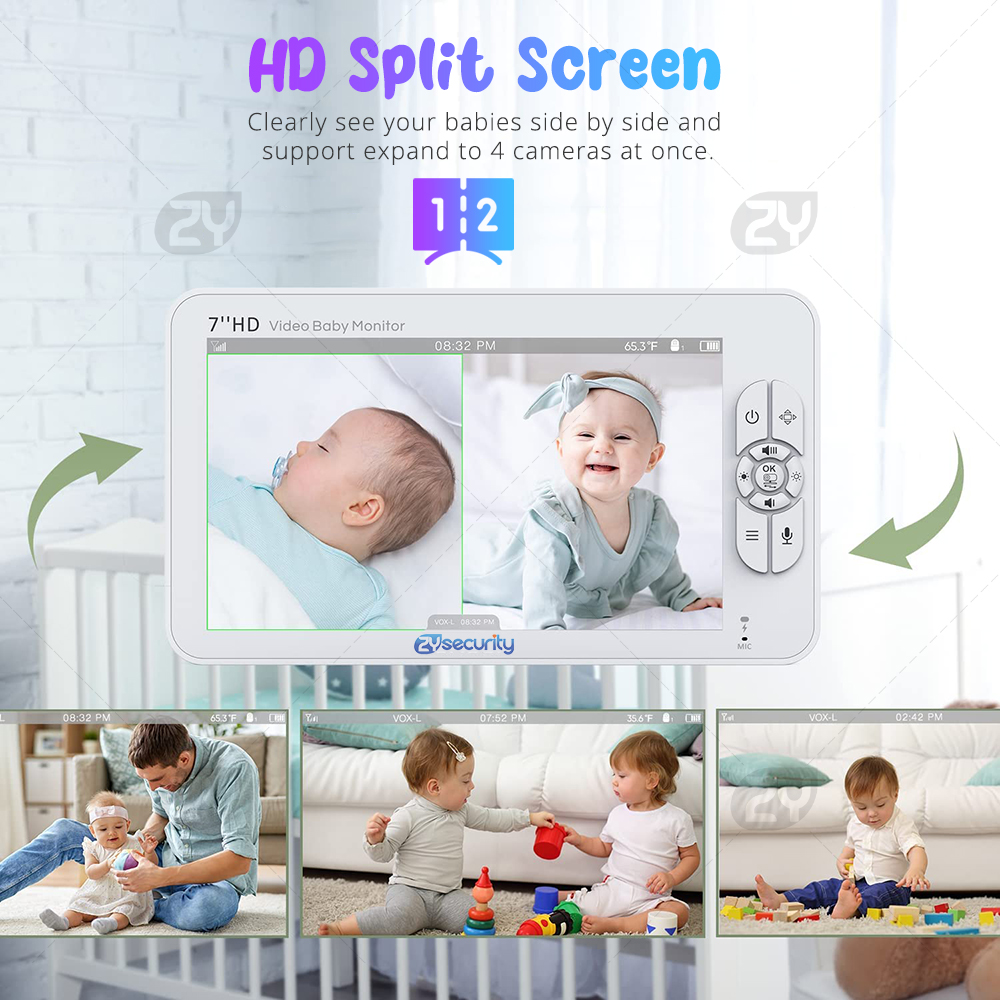 7.0 inch Video Baby Monitor HD - Baby Monitor Split Screen บทวิจารณ์และราคา