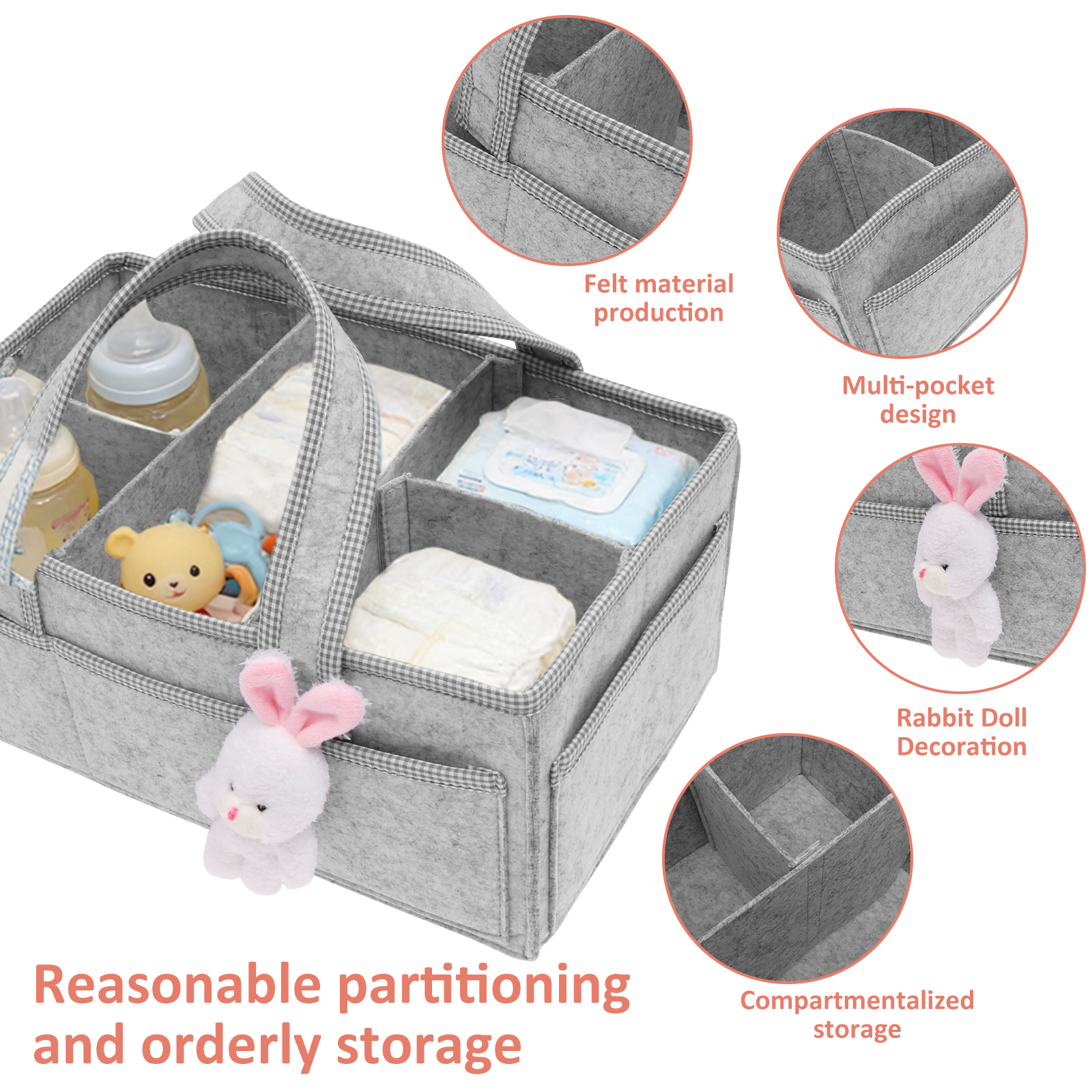 Baby Diaper Caddy Felt Baby Di - Baby Nursery Storage บทวิจารณ์และราคา
