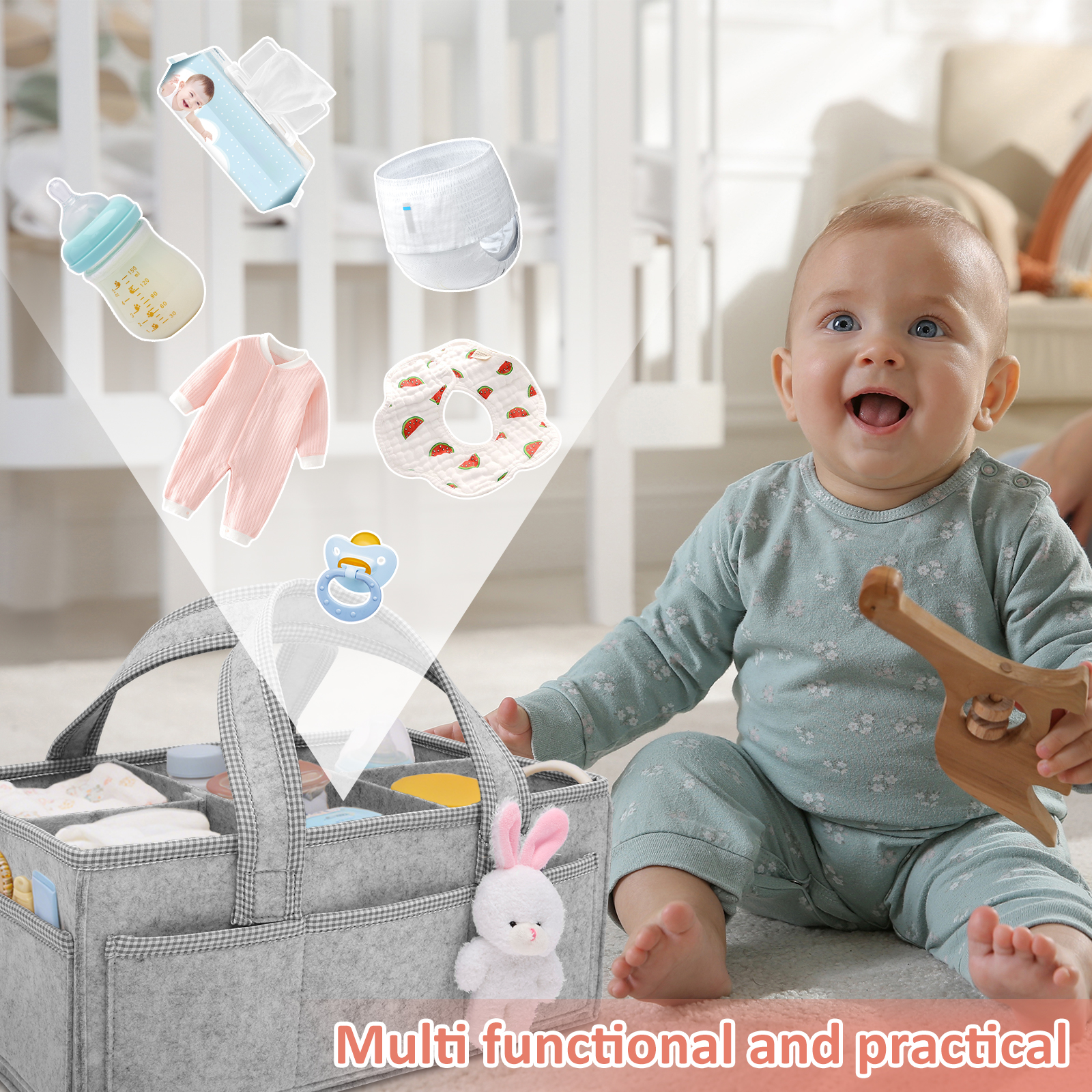 Baby Diaper Caddy Felt Baby Di - Baby Nursery Storage บทวิจารณ์และราคา