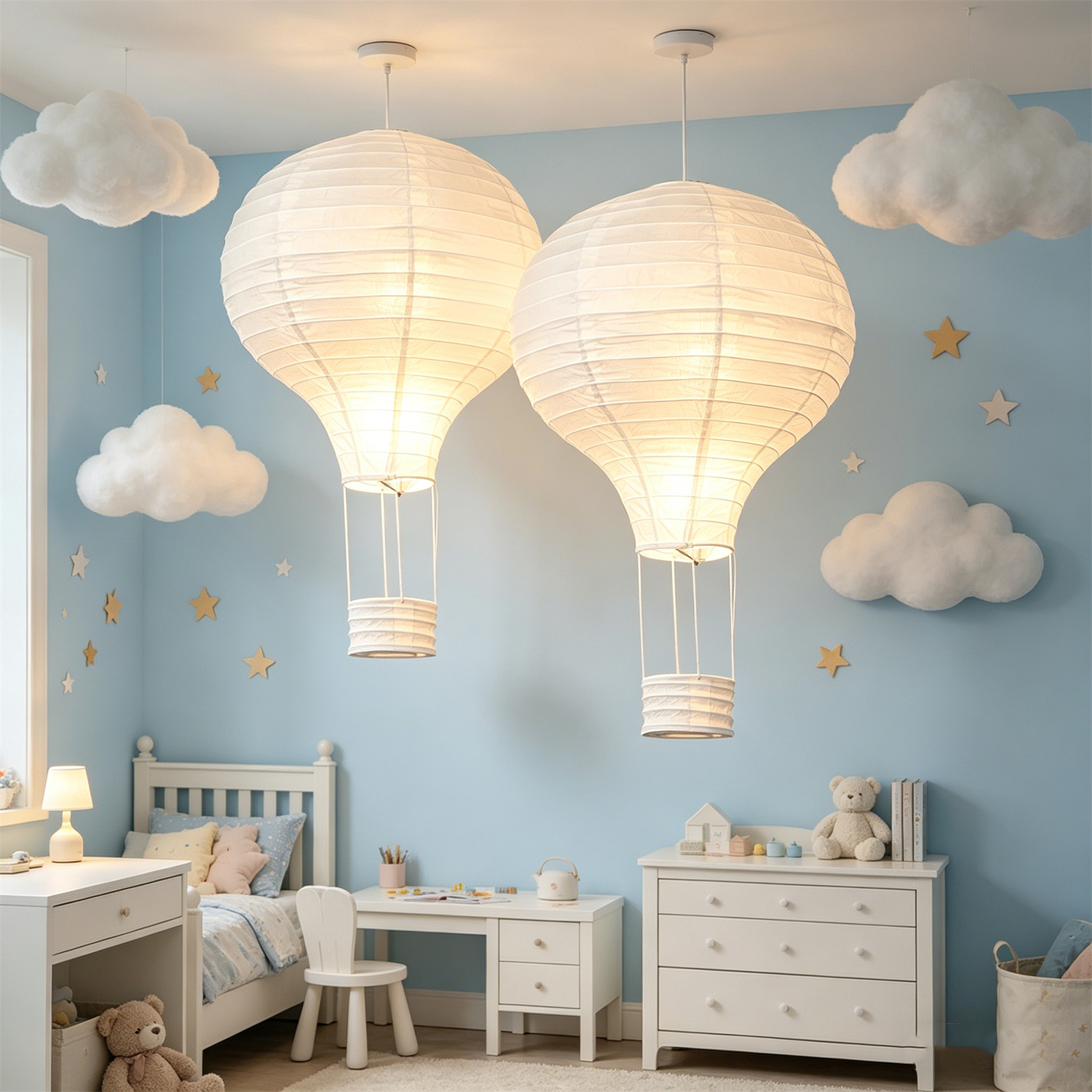 2Pcs 16‘’ White Hot Air Balloo - Baby Nursery Light Shade บทวิจารณ์และราคา