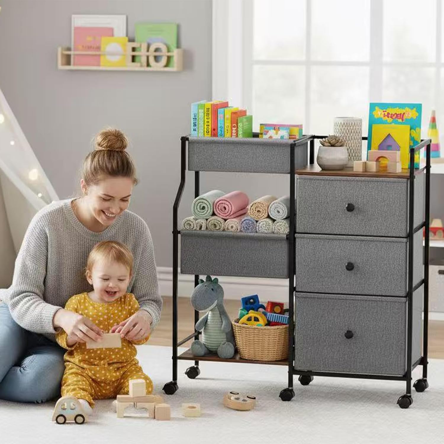 Baby Diaper Caddy Organizer an - Baby Nursery Utility Cart บทวิจารณ์และราคา