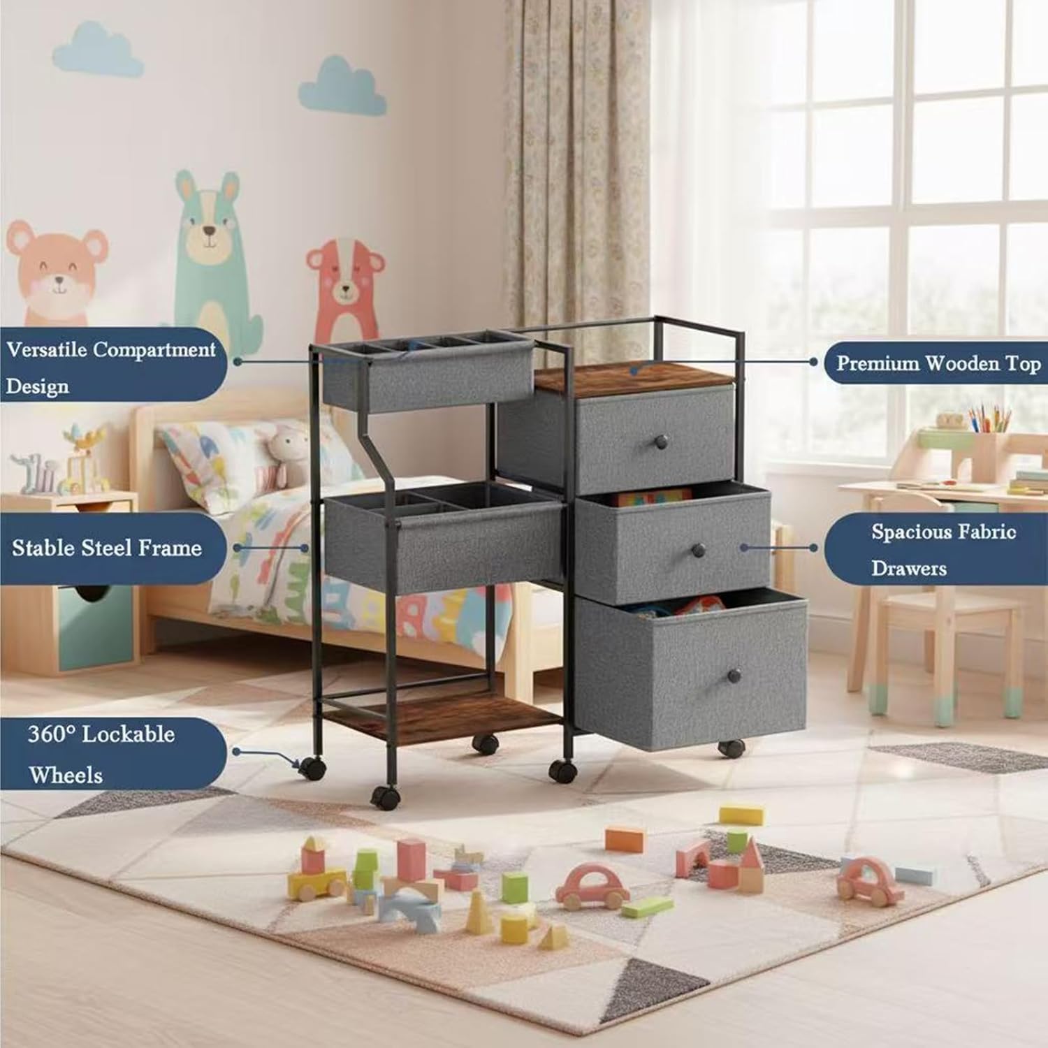 Baby Diaper Caddy Organizer an - Baby Nursery Utility Cart บทวิจารณ์และราคา