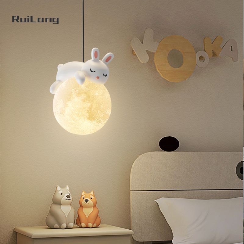 Cartoon Rabbit Moon Chandelier - Baby Nursery Chandelier บทวิจารณ์และราคา
