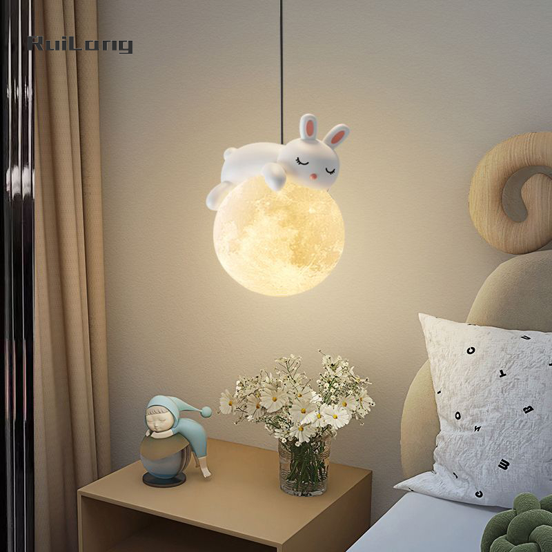 Cartoon Rabbit Moon Chandelier - Baby Nursery Chandelier บทวิจารณ์และราคา