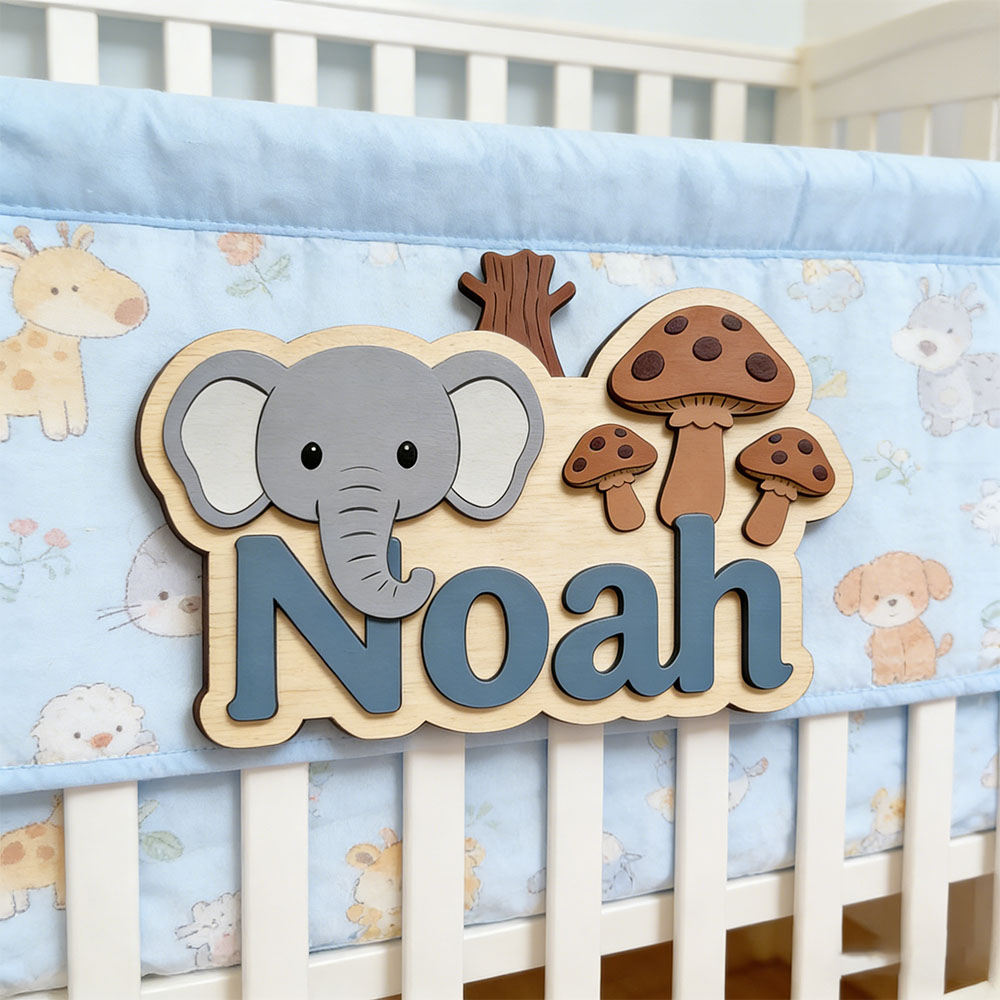 Customizable Cartoon Elephant  - Baby Nursery Forest Theme บทวิจารณ์และราคา