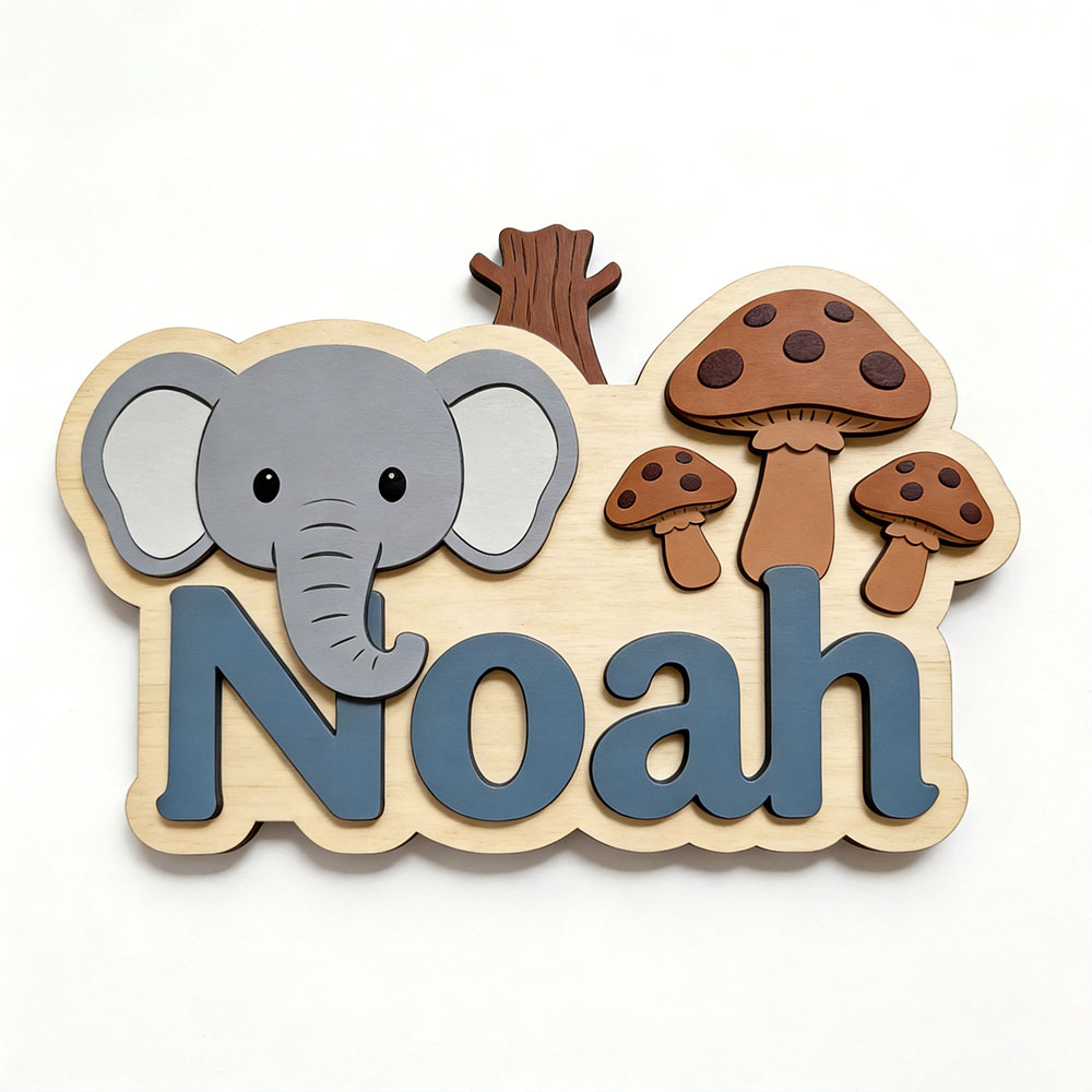 Customizable Cartoon Elephant  - Baby Nursery Forest Theme บทวิจารณ์และราคา