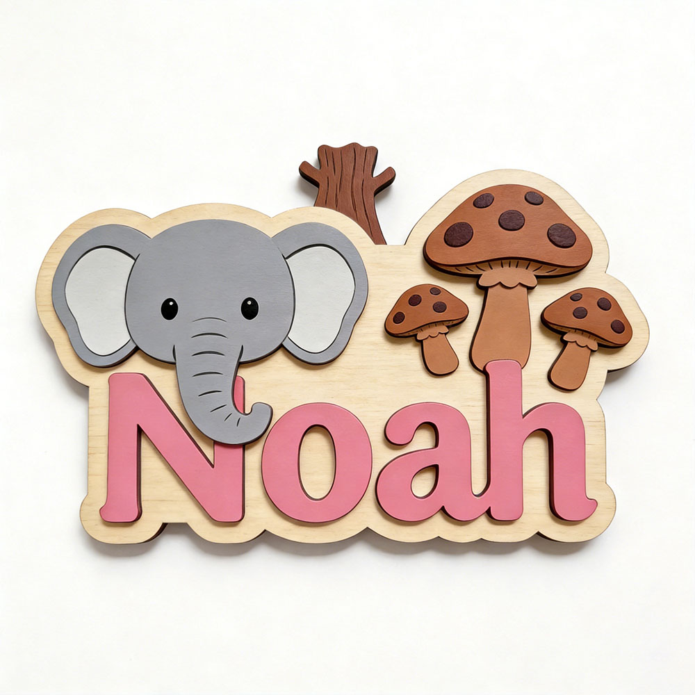 Customizable Cartoon Elephant  - Baby Nursery Forest Theme บทวิจารณ์และราคา