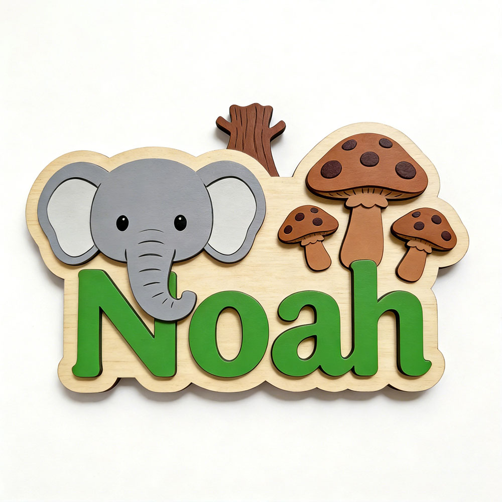 Customizable Cartoon Elephant  - Baby Nursery Forest Theme บทวิจารณ์และราคา
