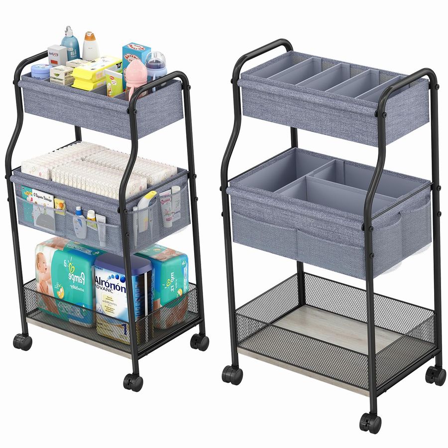 Baby Diaper Caddy Organizer an - Baby Nursery Utility Cart บทวิจารณ์และราคา