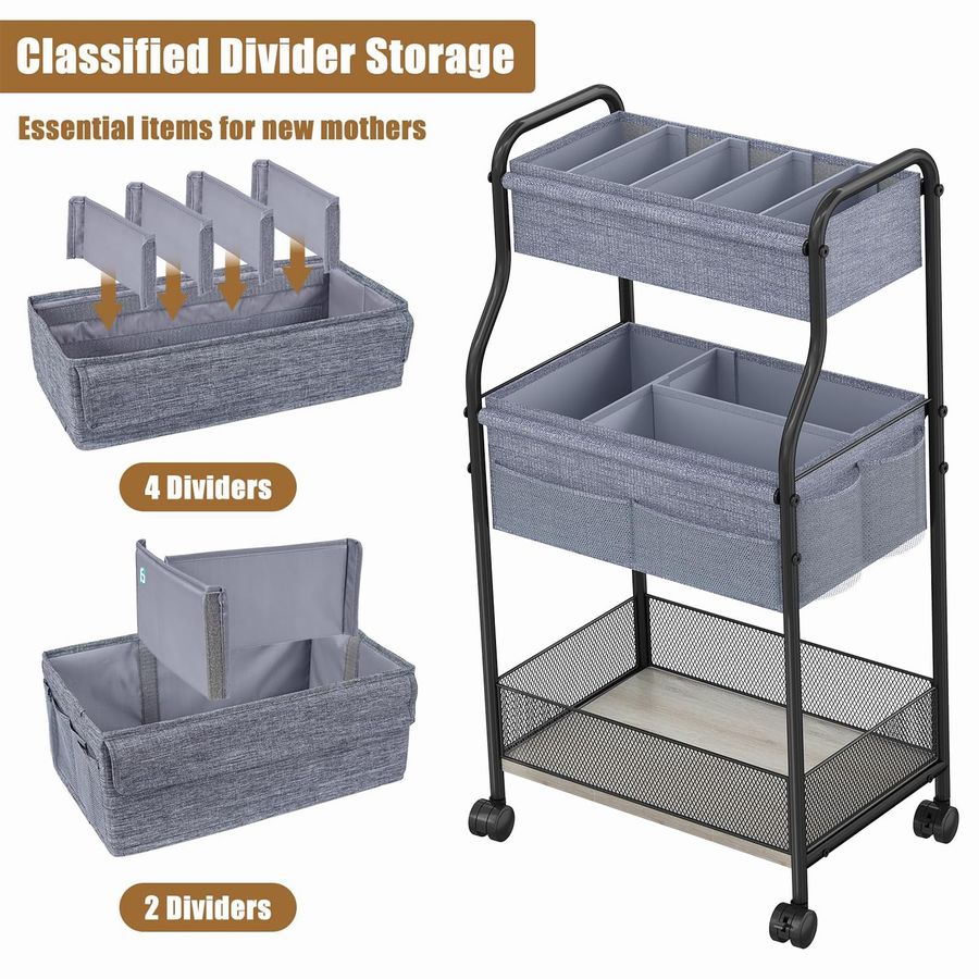 Baby Diaper Caddy Organizer an - Baby Nursery Utility Cart บทวิจารณ์และราคา