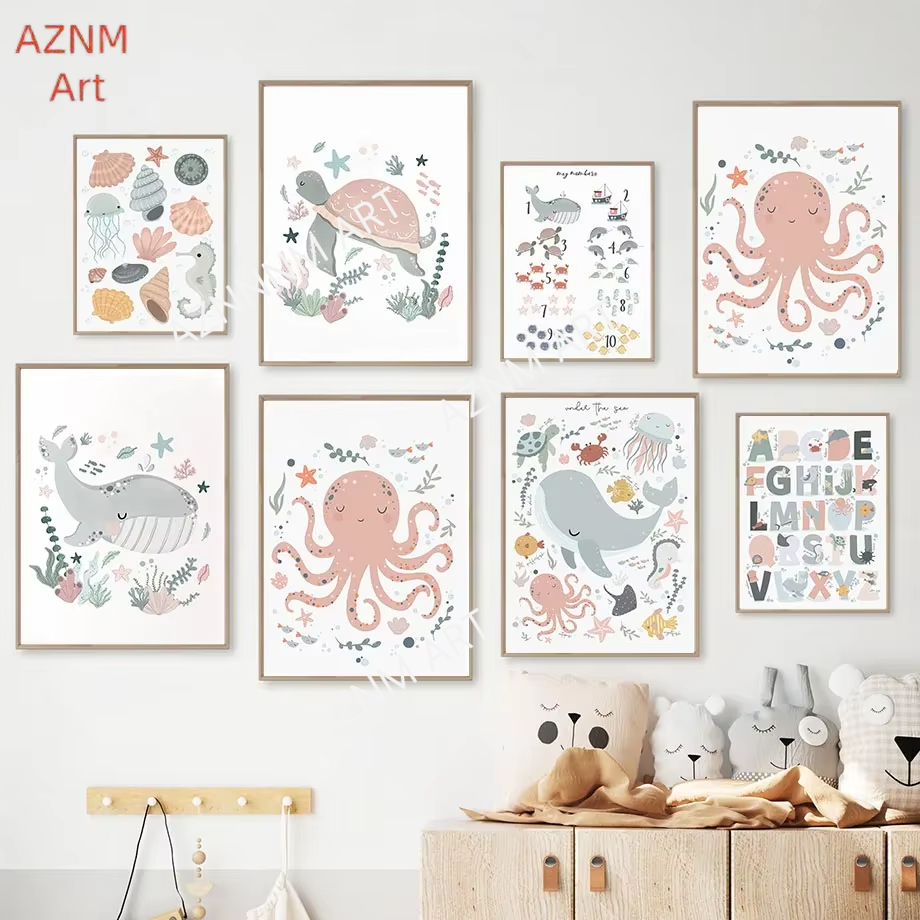 Under the Sea Nursery Wall Art - Baby Nursery Gender Neutral บทวิจารณ์และราคา