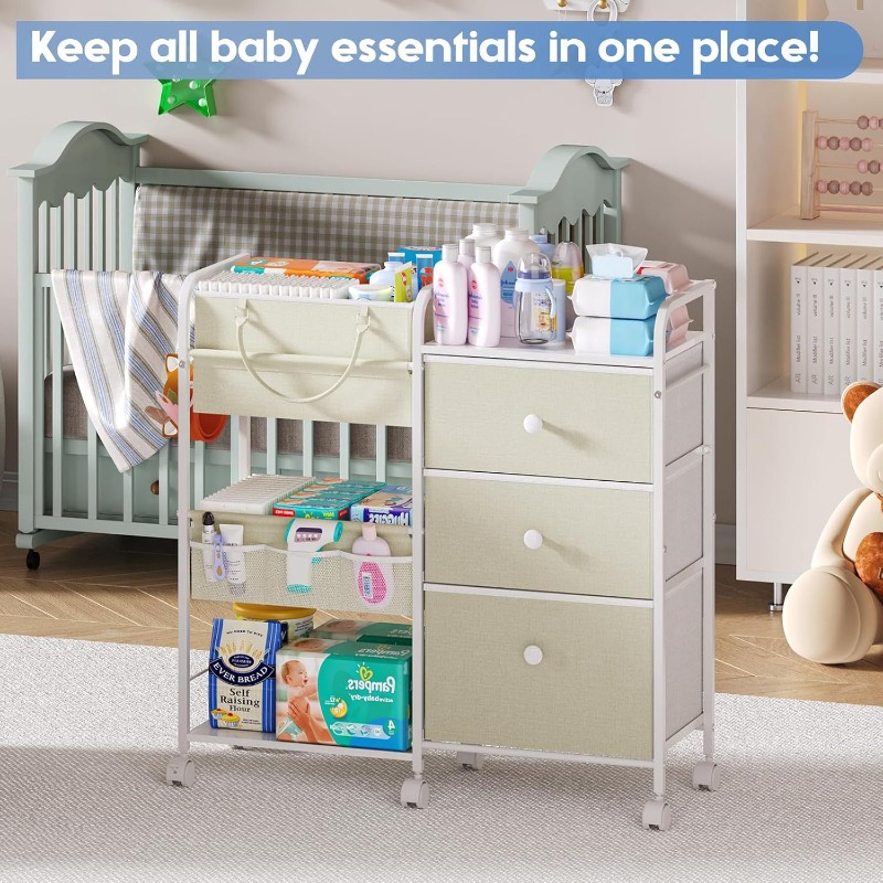 Large Capacity Baby Diaper Org - Baby Nursery Utility Cart บทวิจารณ์และราคา