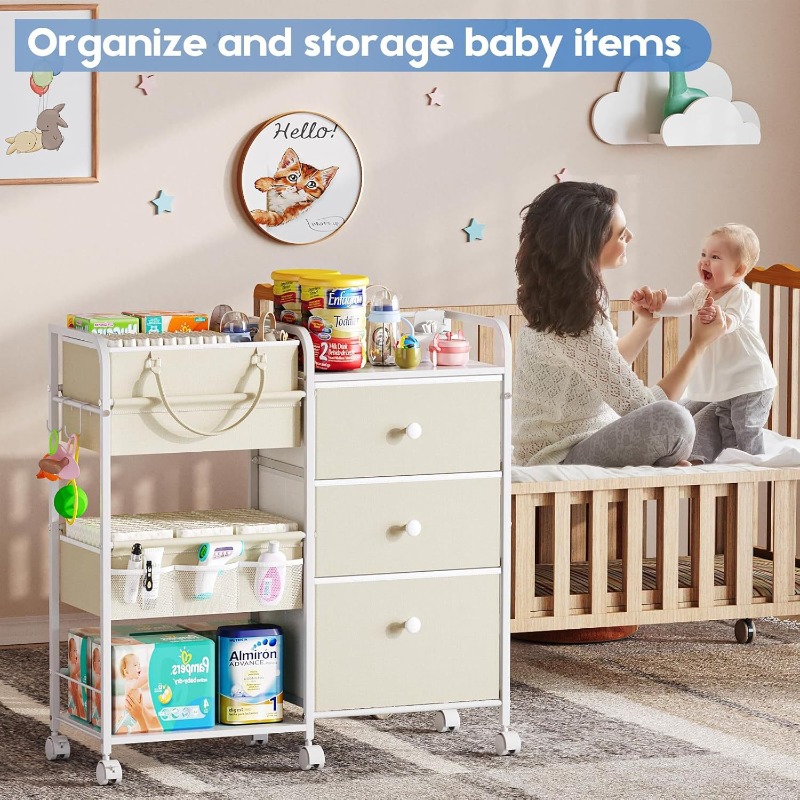 Large Capacity Baby Diaper Org - Baby Nursery Utility Cart บทวิจารณ์และราคา