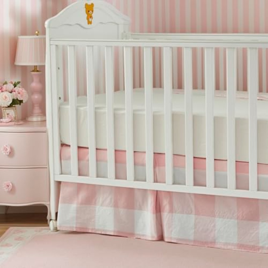 Crib Skirt Gingham Tailored Ba - Baby Nursery Gender Neutral บทวิจารณ์และราคา