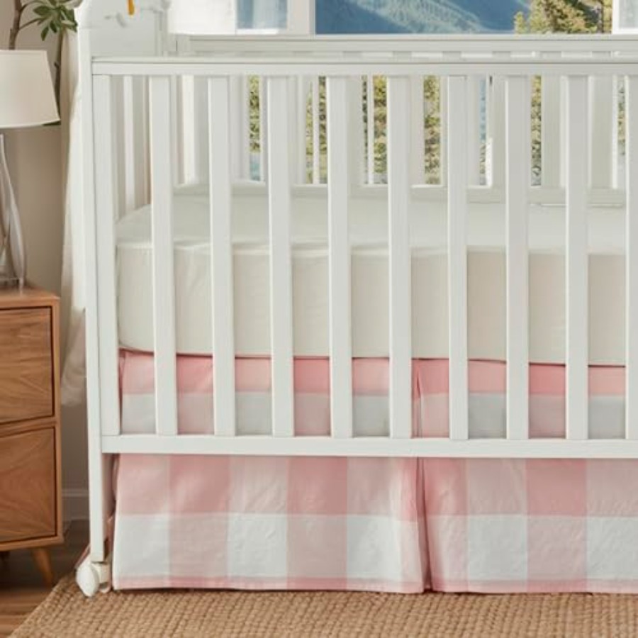 Crib Skirt Gingham Tailored Ba - Baby Nursery Gender Neutral บทวิจารณ์และราคา