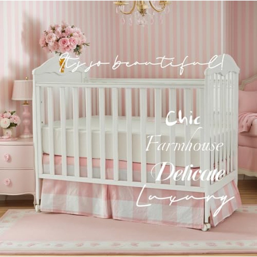 Crib Skirt Gingham Tailored Ba - Baby Nursery Gender Neutral บทวิจารณ์และราคา
