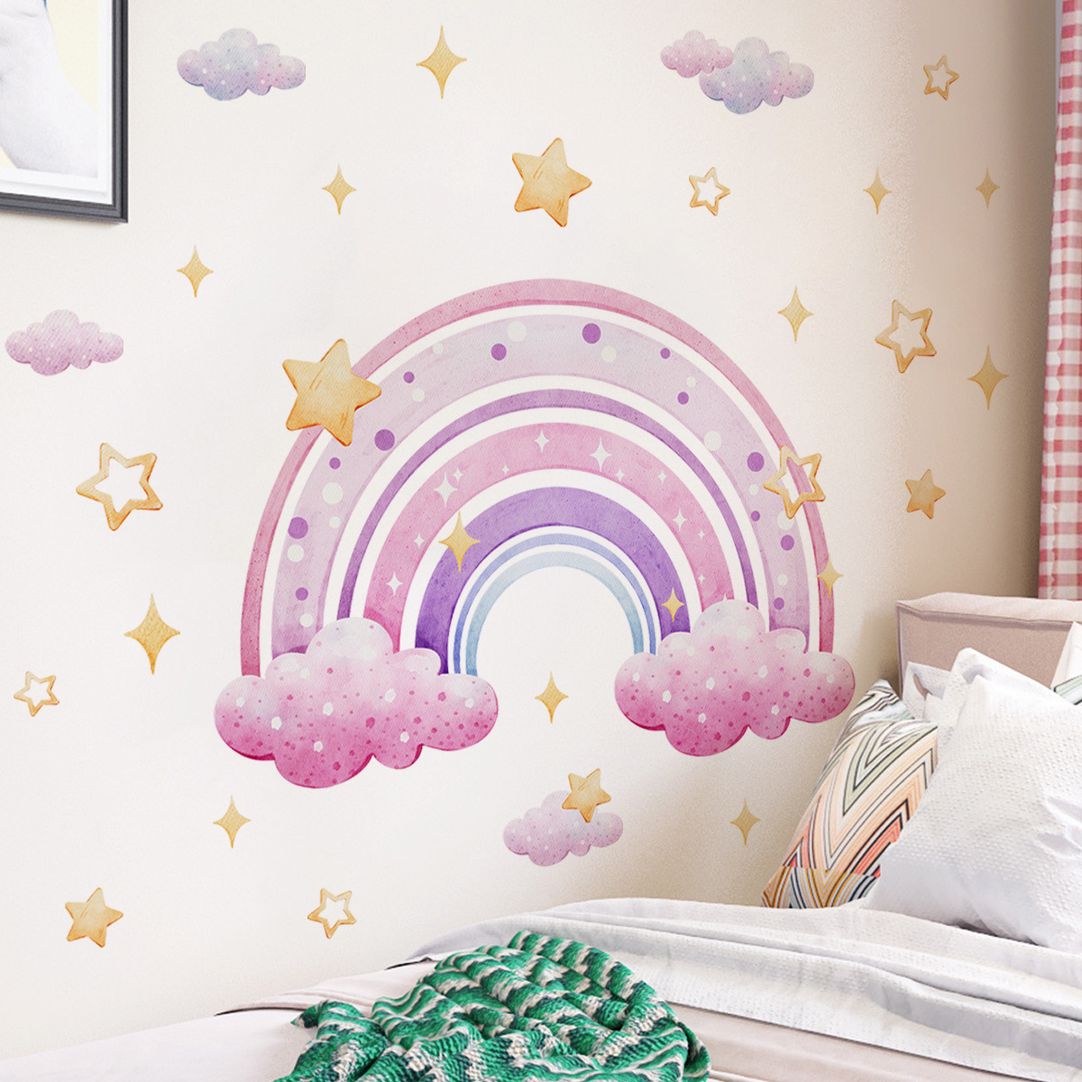 Colorful Rainbow Stars Cloud W - Baby Nursery Stickers บทวิจารณ์และราคา