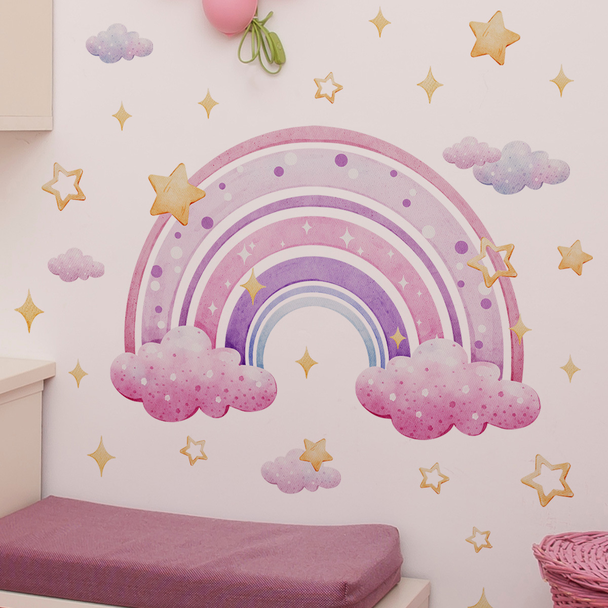 Colorful Rainbow Stars Cloud W - Baby Nursery Stickers บทวิจารณ์และราคา