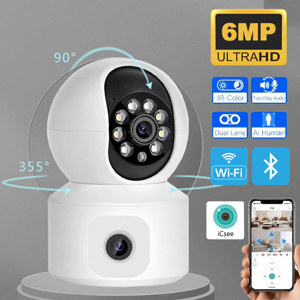 6MP iCsee WiFi IP Camera Dual  - Baby Monitor Split Screen บทวิจารณ์และราคา