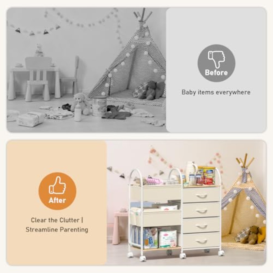 Baby Organizer and Storage Car - Baby Nursery Utility Cart บทวิจารณ์และราคา