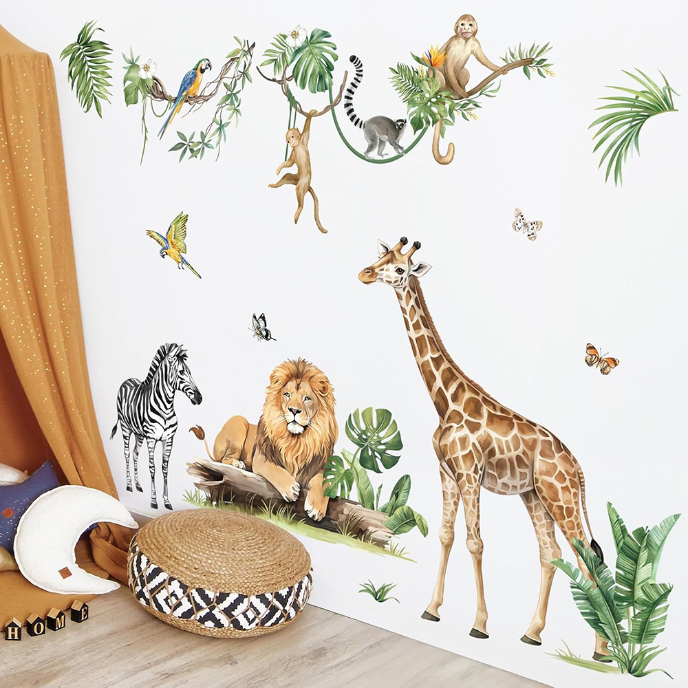 Large Jungle Animal Tropical L - Baby Nursery Stickers บทวิจารณ์และราคา