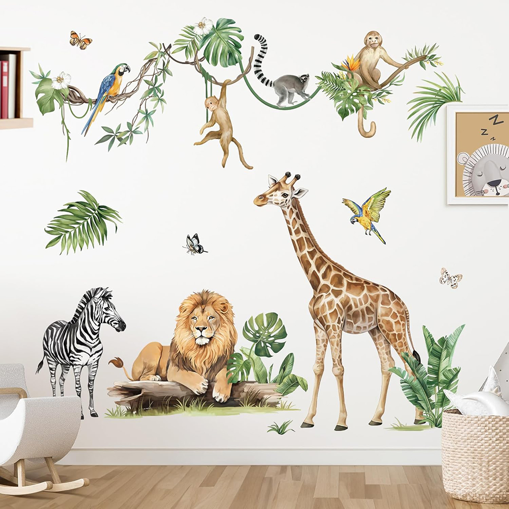 Large Jungle Animal Tropical L - Baby Nursery Stickers บทวิจารณ์และราคา