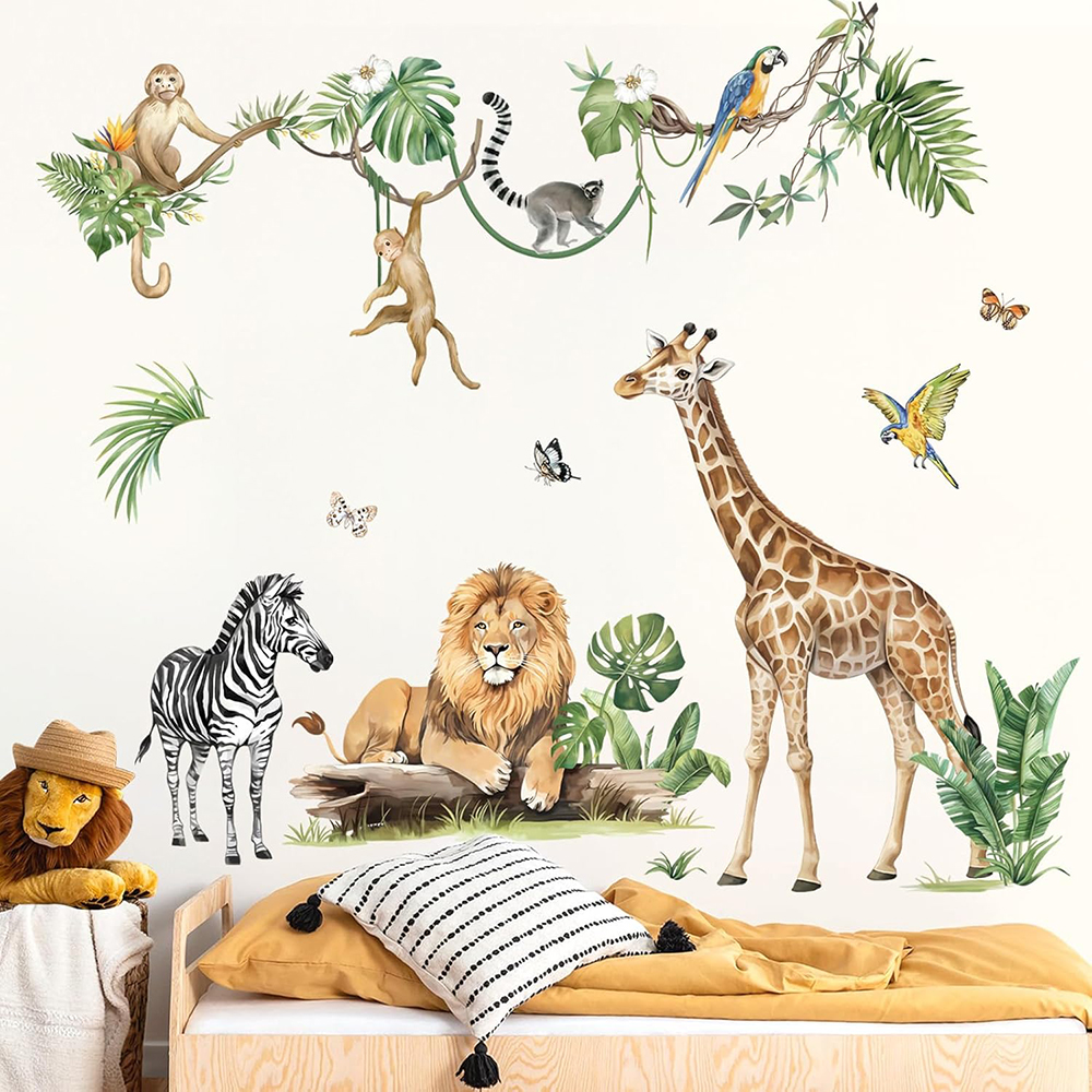 Large Jungle Animal Tropical L - Baby Nursery Stickers บทวิจารณ์และราคา