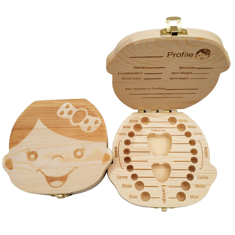 Baby Tooth Box Wooden Kids Mil - Baby Keepsake Box บทวิจารณ์และราคา