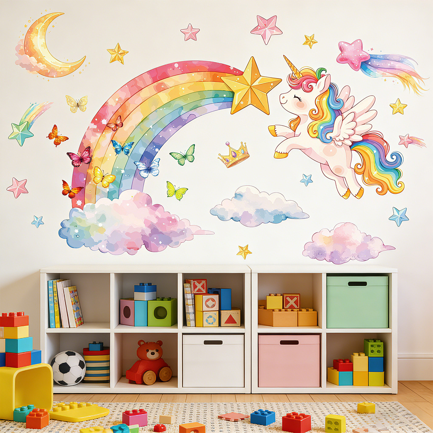 Unicorn Rainbow Butterfly Wall - Baby Nursery Stickers บทวิจารณ์และราคา