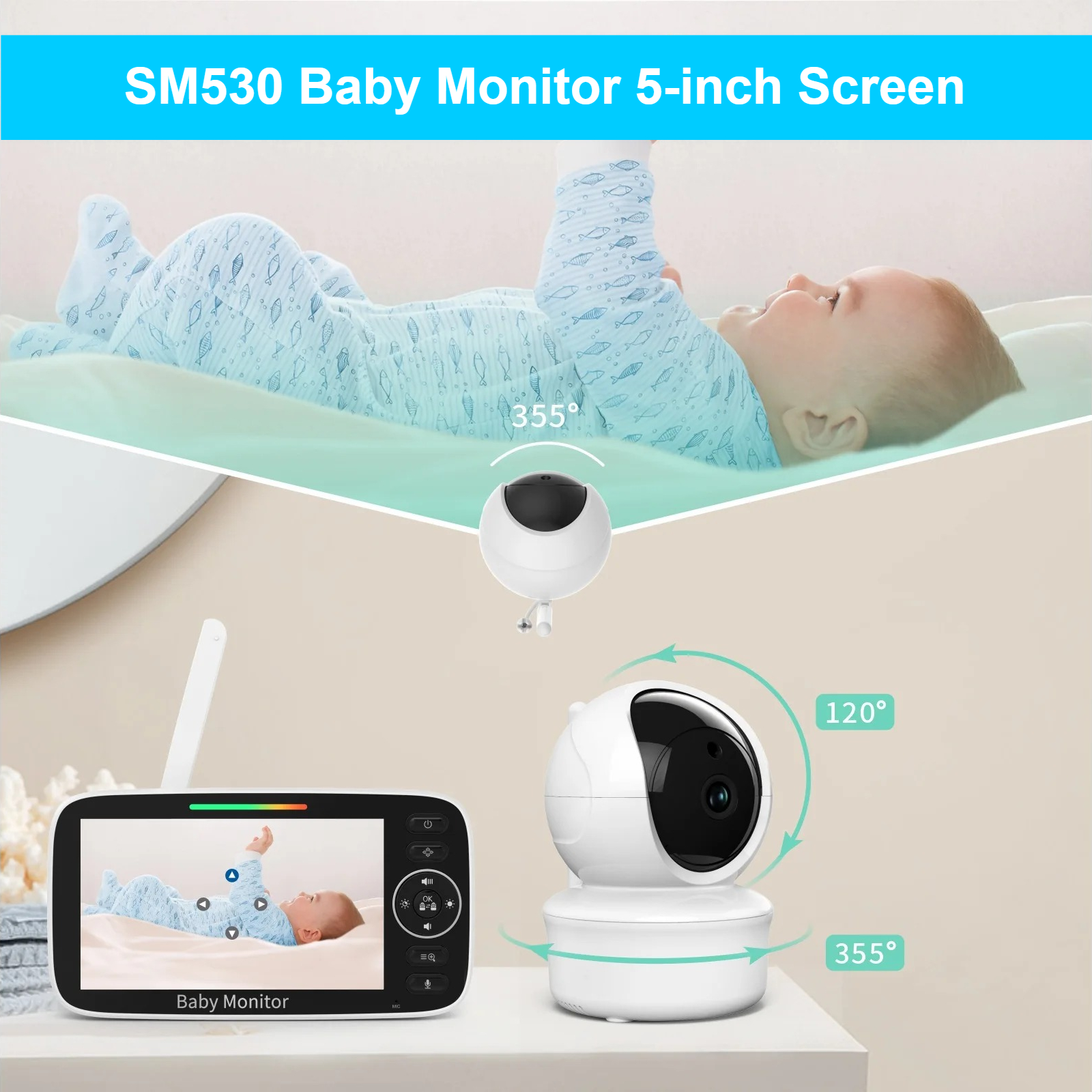 Baby Monitor with 5-inch LCD S - Baby Nursery Temperature บทวิจารณ์และราคา