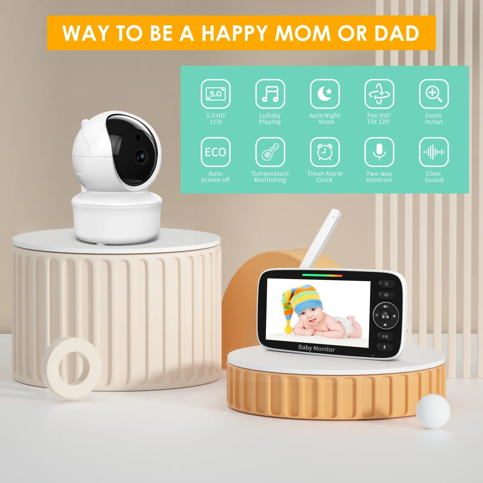 Baby Monitor with 5-inch LCD S - Baby Nursery Temperature บทวิจารณ์และราคา