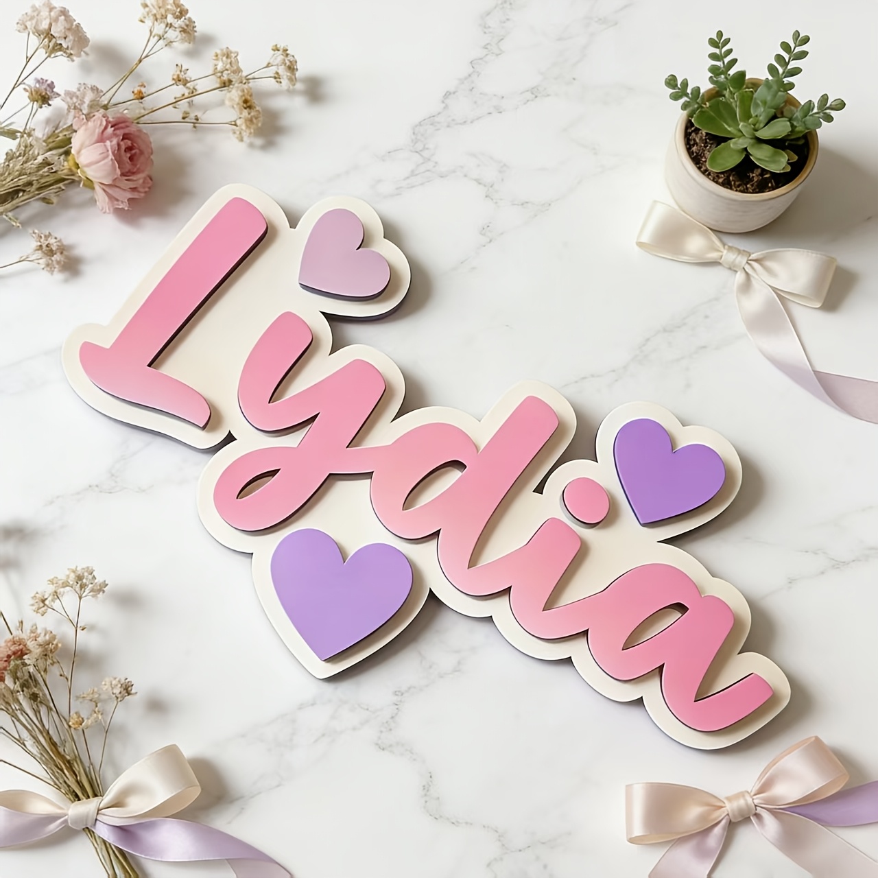 Personalized Gradient Heart Na - Baby Nursery Hanging Decor บทวิจารณ์และราคา
