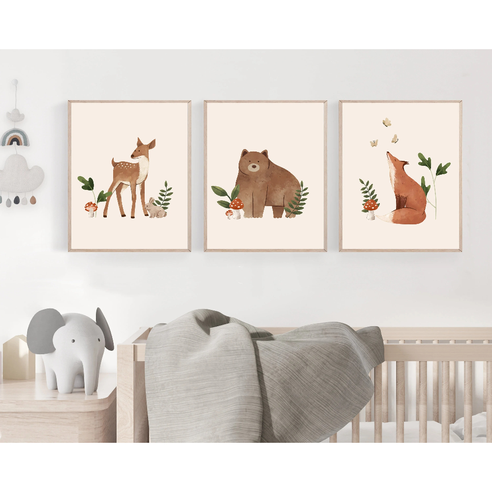 3pcs Cute Bohemian Forest Anim - Baby Nursery Gender Neutral บทวิจารณ์และราคา