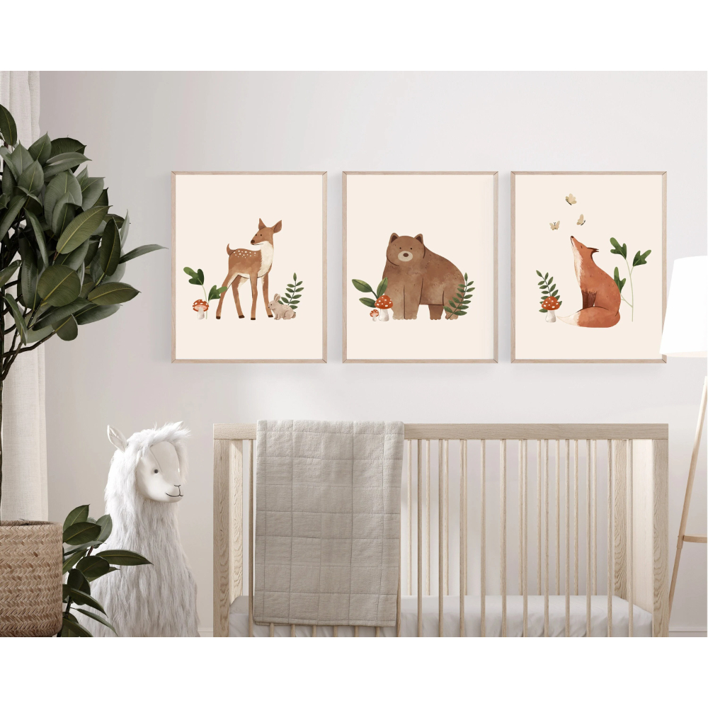 3pcs Cute Bohemian Forest Anim - Baby Nursery Gender Neutral บทวิจารณ์และราคา