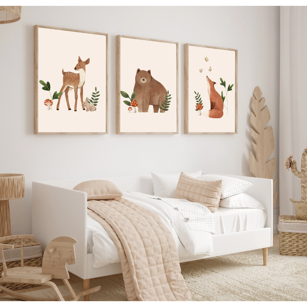 3pcs Cute Bohemian Forest Anim - Baby Nursery Gender Neutral บทวิจารณ์และราคา