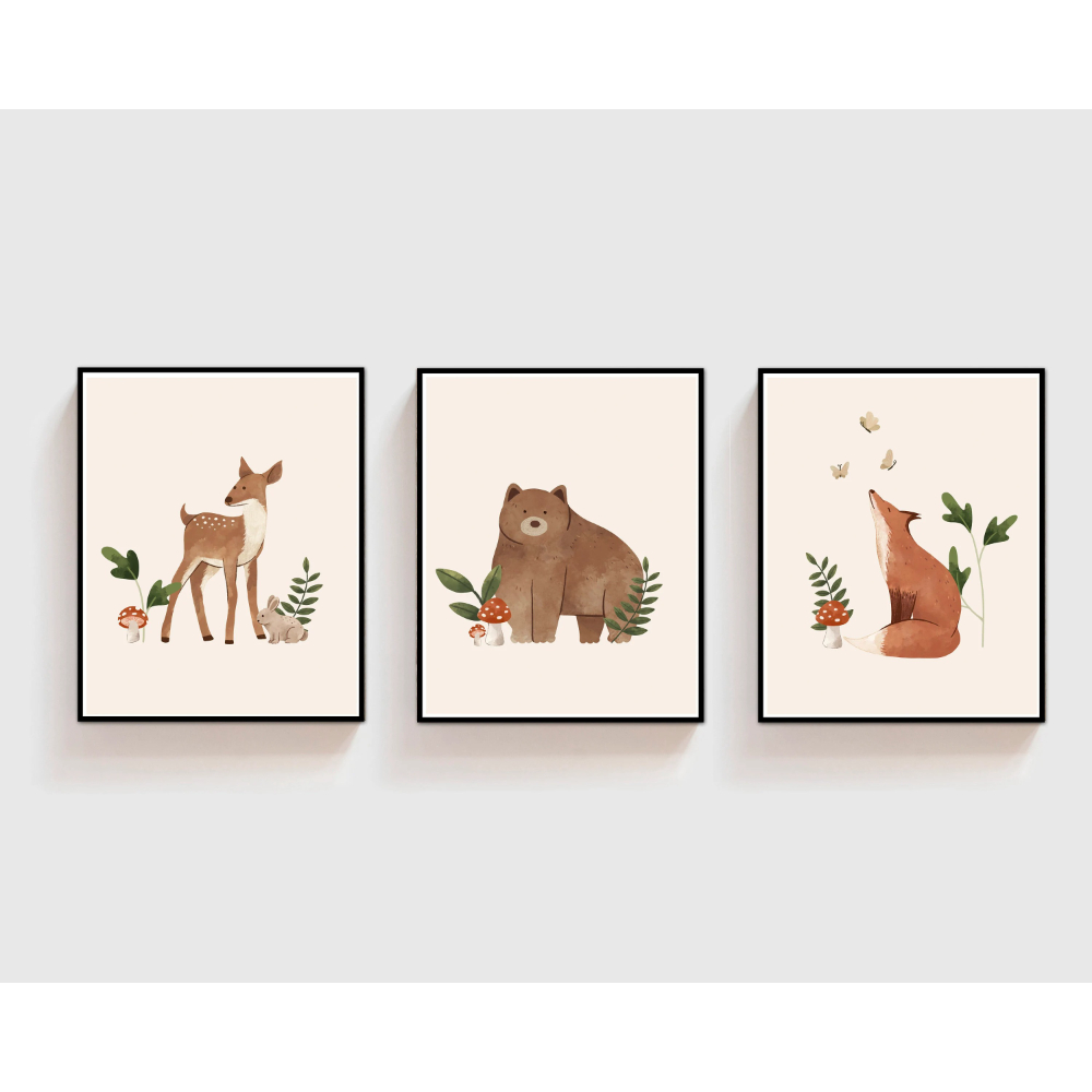3pcs Cute Bohemian Forest Anim - Baby Nursery Gender Neutral บทวิจารณ์และราคา