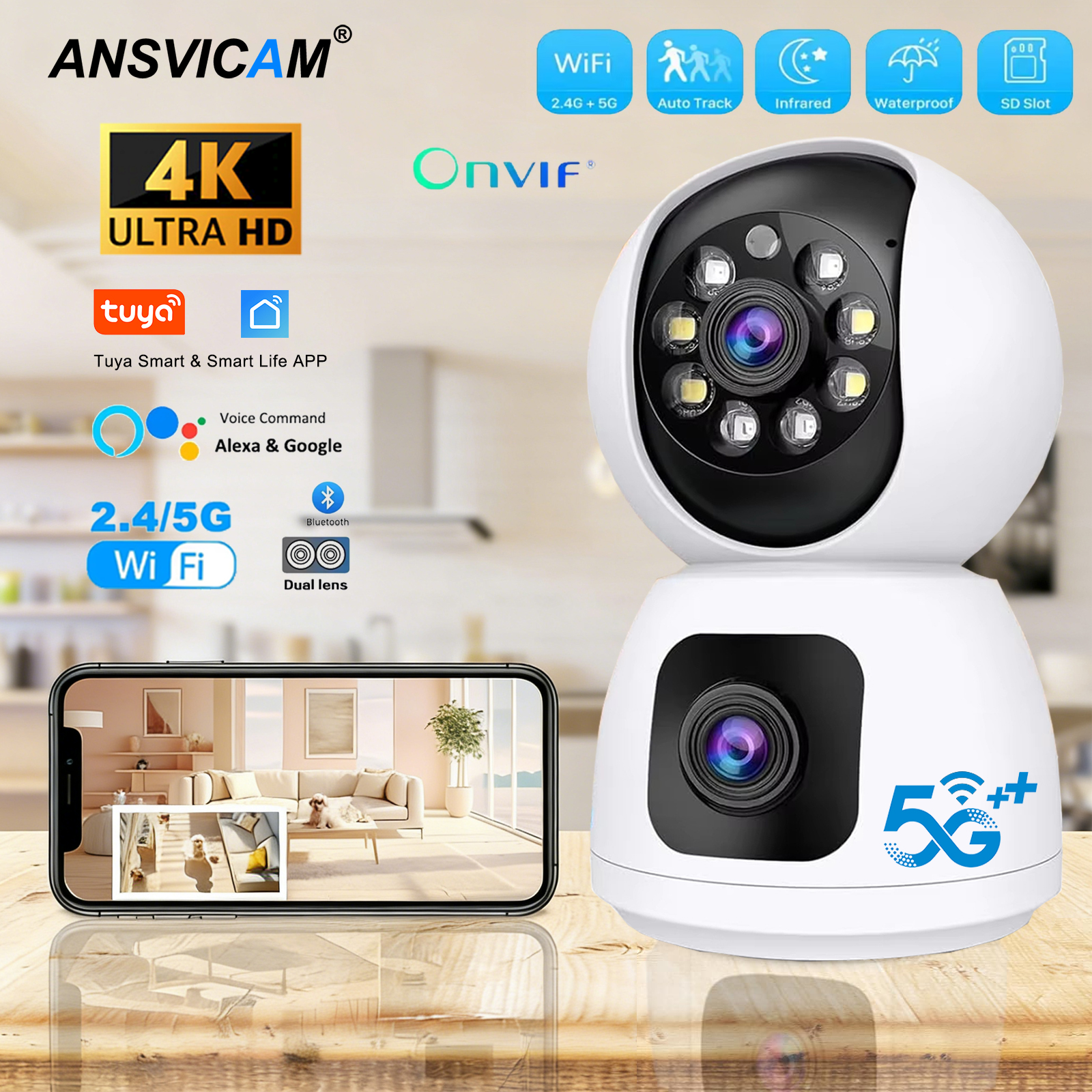 Tuya  4K 8MP HD WiFi Camera In - Baby Monitor Split Screen บทวิจารณ์และราคา