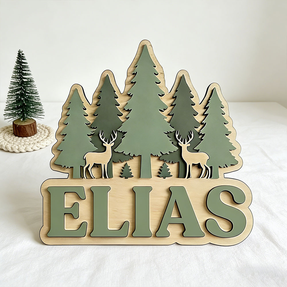 Custom Forest Elk Pine Tree Na - Baby Nursery Forest Theme บทวิจารณ์และราคา